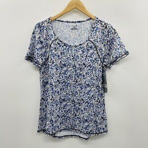 Exertek Womens Size Medium Printed Short Sleeve Activewear Tshirt Blue 1617